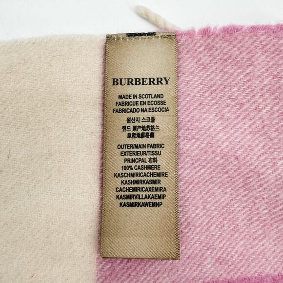Burberry Scarf Cashmere Authentic Plaid Nova Check Pink Purple White Fringe - Picture 6 of 8